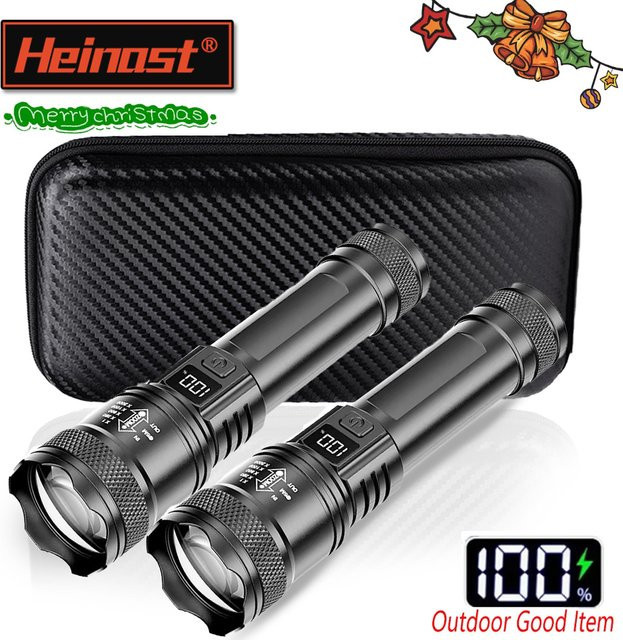 Heinast Wiederaufladbare LED-Taschenlampe aus Metall in Schwarz für Notfälle und Outdoor-Aktivitäten - Bild 1