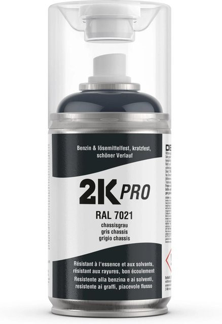 2K PRO Spraydose Chassisgrau RAL7021 Glanz, 250ml, wetterfest und kratzfest - Bild 1