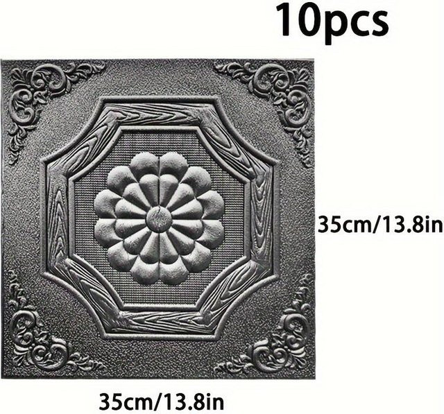 SZ-Damai 3D Wandpaneele im europäischen Stil, selbstklebende Antikollisionsaufkleber aus Polystyrol, Weiß/Grau, Dicke: 0,5 cm - Bild 1