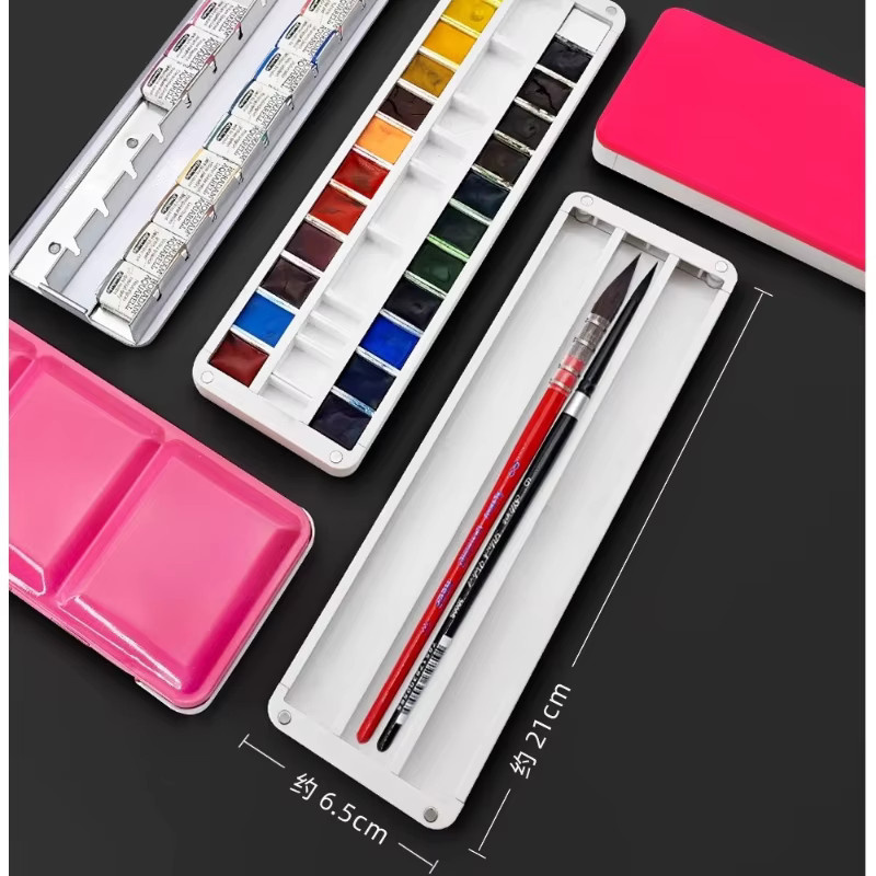 Tragbare Aquarellpalette aus Kunststoff in Pink für Künstler und Reisen - Bild 3