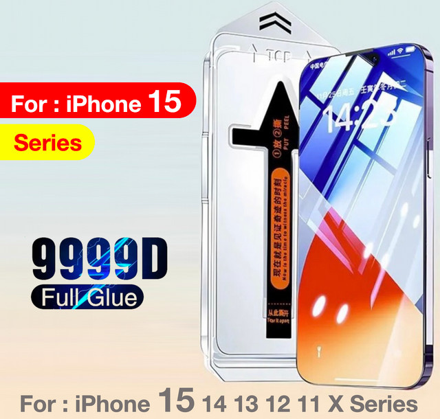 miaotiemo Panzerglas Schutzfolie für iPhone 15 Pro Max 14 13 12 11 XR XS X Plus, gehärtetes Glas in Transparent, inklusive Staubentfernungs-Set - Bild 1
