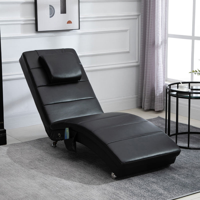 HOMCOM Relaxliege aus Kunstleder mit Massagefunktion und Fernbedienung, Schwarz, B: 58 cm, T: 163 cm, H: 87 cm - Bild 2