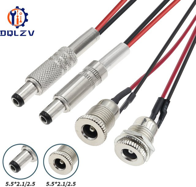 DQLZV Wasserdichte DC-099 Power Jack Buchse Weiblich, Panel Mount Metallstecker mit Mutter, Farbe: Silber, Anschlussgröße: 5,5 x 2,5 mm - Bild 1
