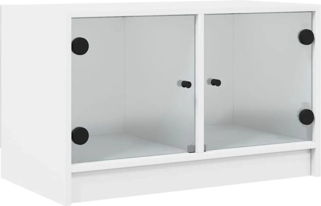 vidaXL TV-Schrank mit Glastüren in Weiß, B/T/H: 68 x 37 x 42 cm - Bild 1