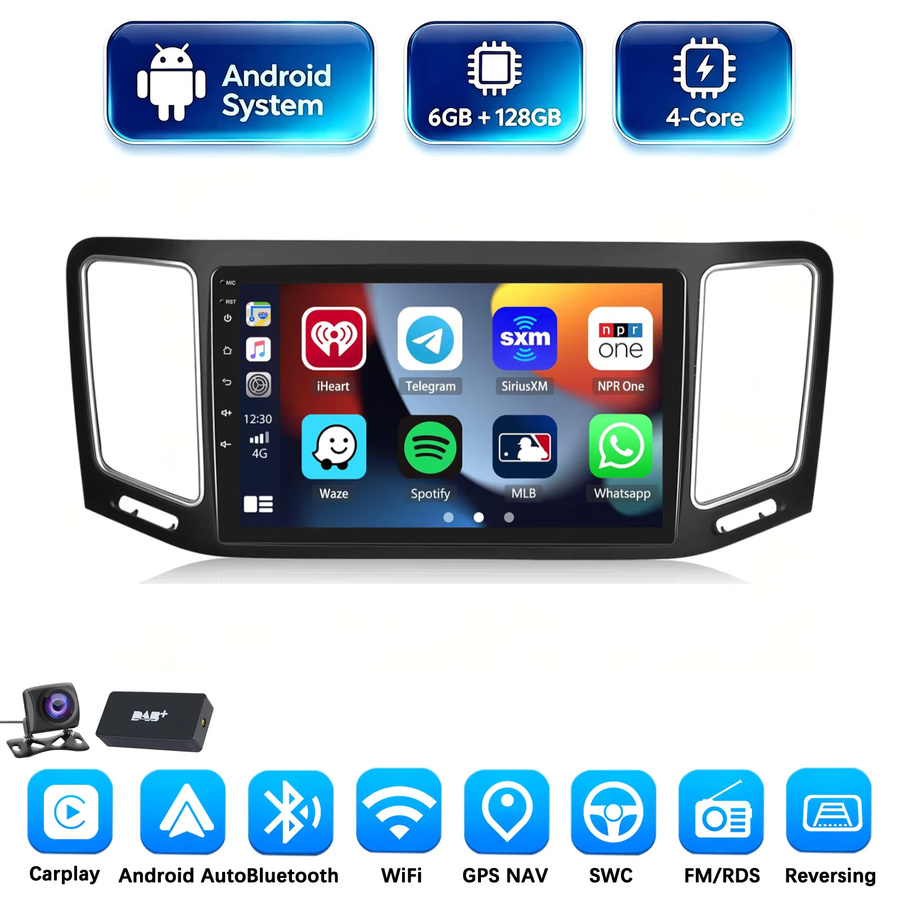 MOPECT Android 15 Autoradio mit 128GB Speicher für VW Sharan 7N und Seat Alhambra II (2012-2018) mit kabellosem CarPlay, WIFI, GPS, Navigation und DAB+ in Schwarz - Bild 7