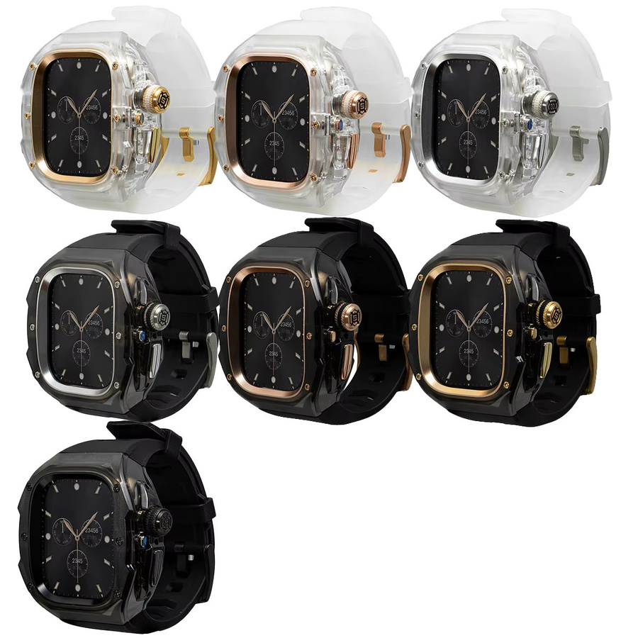 FancyWrist Modifikations-Set für Apple Watch Ultra, Ultra 2 und Ultra 3 (49mm) mit PC-Schutzhülle und Silikonband in Weiß und Silber - Bild 3