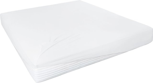 H.G. Hahn Spannbetttuch aus Feinjersey und Elastan in Weiß, B/T: 200 x 200 cm - Bild 1