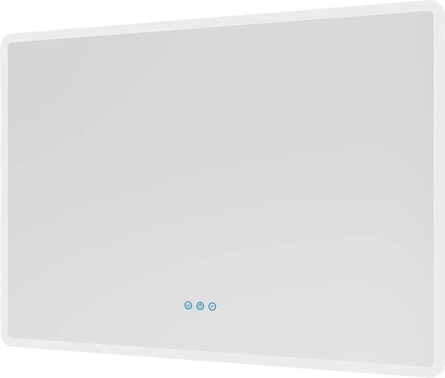 Aquabatos LED Badspiegel mit Beleuchtung und Antibeschlag, dimmbar, 3 Lichtfarben, Silber matt, B: 100 cm, H: 70 cm - Bild 1