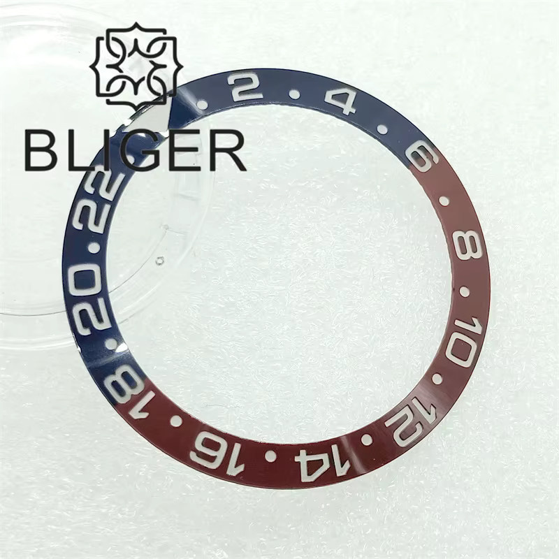 Bliger Lünette Einsatz, Keramik blau rot, 38mm, 30,5mm, Uhrenzubehör - Bild 2