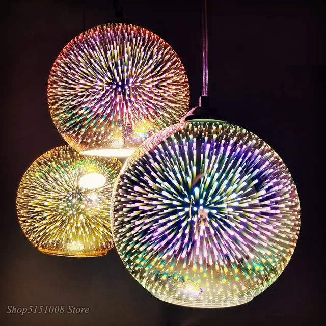 LZPZ RUI Moderne 3D-Pendelleuchte aus Glas in Multicolour mit Feuerwerksdesign als kreative Hängelampe für Wohnzimmer und Esszimmer - Bild 1