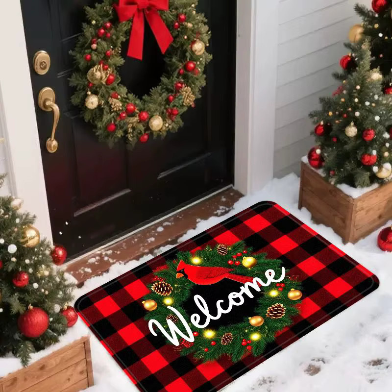 VIKAMA Weihnachtsteppich Frohe Weihnachten, rot, B/T: 60 x 40 cm, rutschfest und saugfähig - Bild 1
