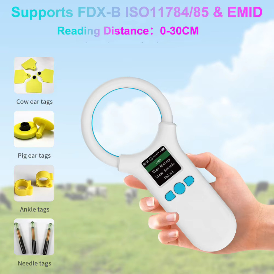 SYCREADER RFID Tier Tag Reader mit USB und Bluetooth, Mikrochip Scanner für Haustiere und Nutztiere, Weiß - Bild 2