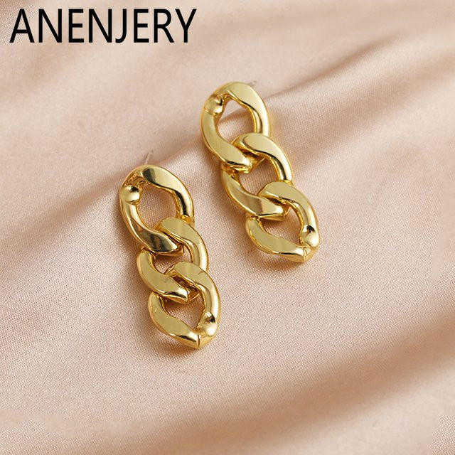 ANENJERY Kette Ohrringe, Edelstahl, Gold, Unisex - Bild 1