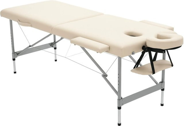HOMCOM Massageliege mit Kunstleder und Armlehnen in Beige, B/T/H: 70 x 185 x 58-82 cm - Bild 1