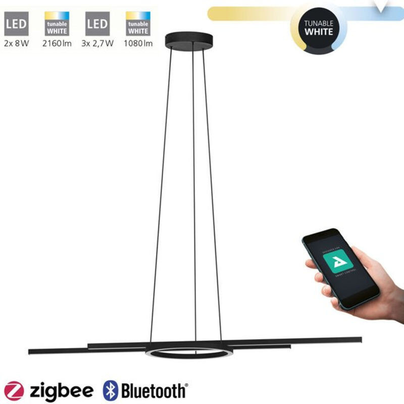 Eglo Connect LED Pendelleuchte Zillerio-z Schwarz Modern mit integriertem LED-Licht B: 116 cm, T: 30 cm, H: 110 cm - Bild 1