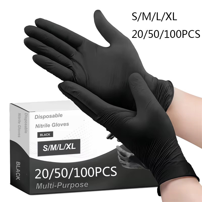Untior Einweghandschuhe aus Nitrilkautschuk in Schwarz, elastische und wasserdichte Latexhandschuhe für Lebensmittel, Arbeit und Reinigung - Bild 2
