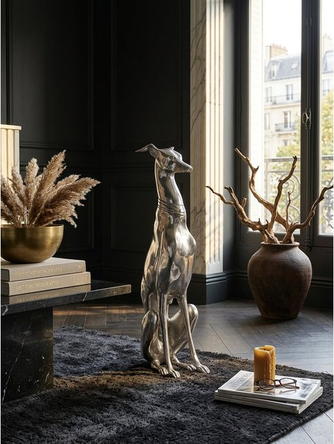 Dekofigur Windhund von Kadima Design aus Aluminium in Silber, Höhe: 70 cm - Bild 1