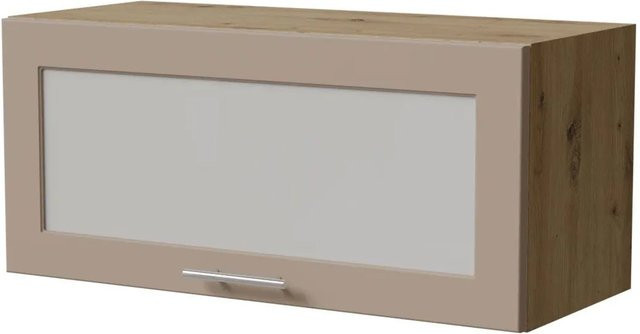 Feldmann-Wohnen Klapphängeschrank Brerra W4BS/80 WKF Eiche Artisan in Graubeige Matt mit Glastüren und Soft-Close-Funktion, B/T/H: 80 x 32,5 x 36 cm - Bild 1