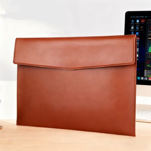 Professionelles A4-Portfolio aus Kunstleder in Braun mit Klappverschluss und Multi-Pocket-System für Dokumente und Prüfungen - Bild 1