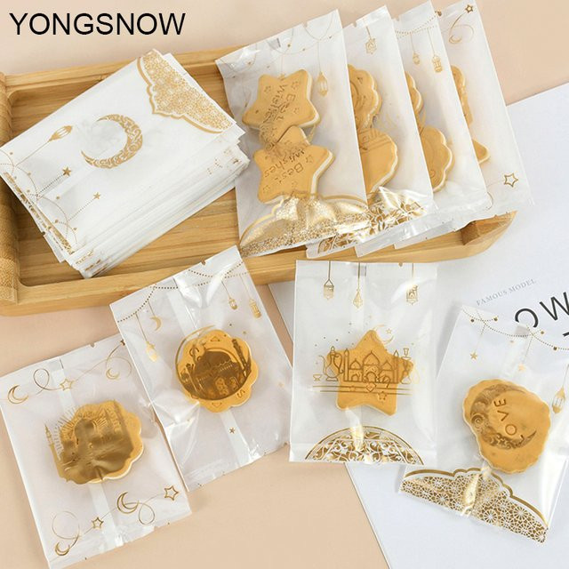 YONGSNOW Süßigkeiten Verpackungstaschen für Nougat und Gebäck, Gold, 50 Stück - Bild 1