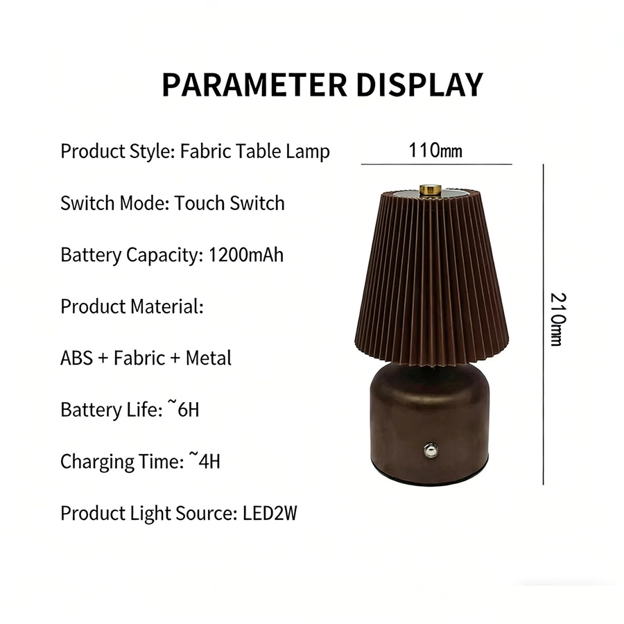 KFV LED Nachttischlampe mit Stoffschirm, dimmbar und wiederaufladbar, moderne Touch-Tischleuchte für das Schlafzimmer - Bild 5
