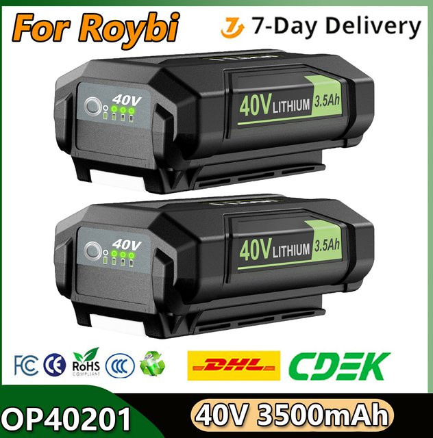 Turpow Ersatzbatterie Li-Ion 40V 3500mAh Schwarz kompatibel für Roybi OP40201 Power Tool Akku - Bild 1