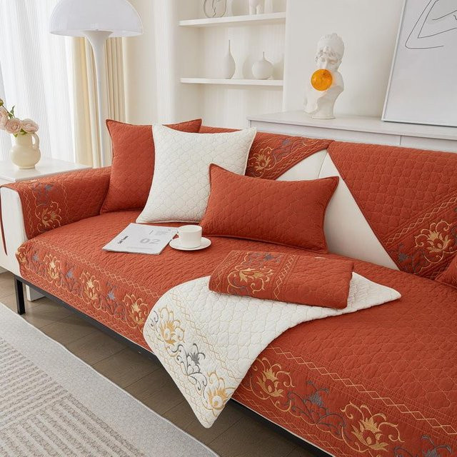 Nordic Ins Besticktes Sofakissen aus gewaschener Baumwolle mit floralem Design, B/B: 70 x 70 cm - Bild 1