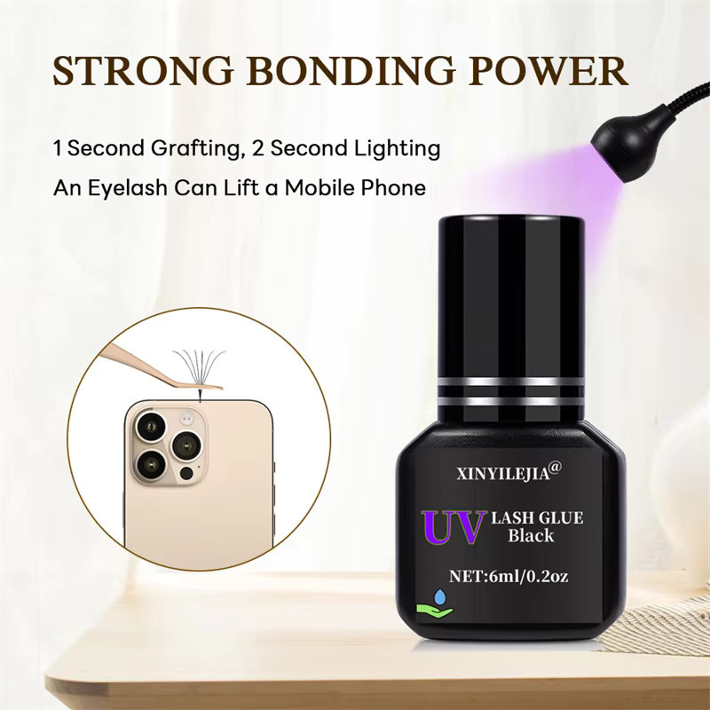 XINYILEJIA UV-Wimpernkleber, 6 ml, Schwarz, schnell trocknend - Bild 1
