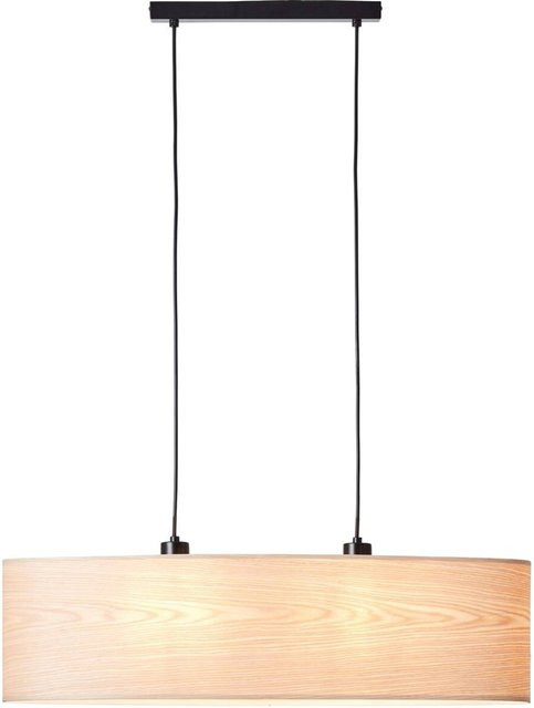 Brilliant Pendelleuchte Romm oval aus Holz und Metall in Schwarz und Natur, 2-flammig, E27, B/H/T: 78 x 120 x 22 cm - Bild 1
