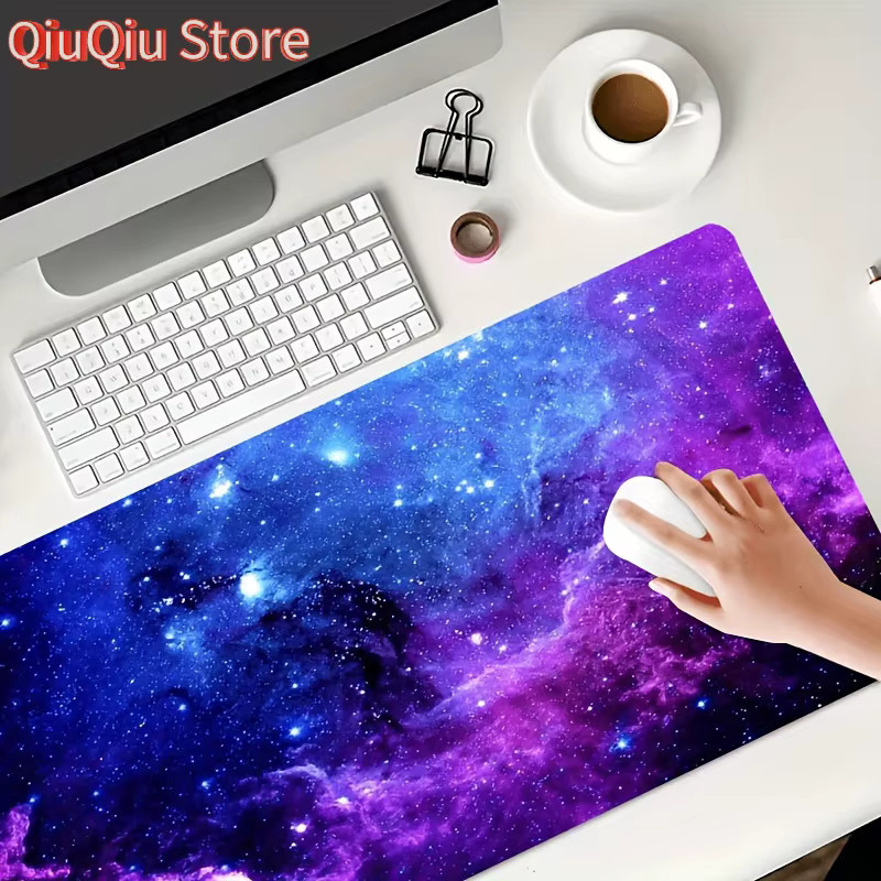 Potdemiel Gaming-Mauspad Dreamy Purple Sky in Lila mit rutschfester Gummibasis und genähten Kanten - Bild 6