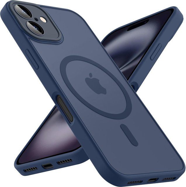 Magnetische Frosted Handyhülle für Apple iPhone mit MagSafe Unterstützung, Matt Transparent, Blau - Bild 1