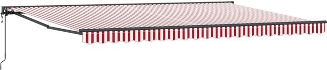 vidaXL Markise mit Semi-Cassette in Rot, Weiß und Schwarz aus Aluminium und Polyester, B: 500 cm, T: 300 cm - Bild 1
