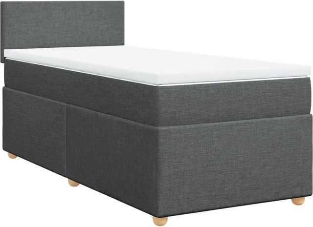 vidaXL Boxspringbett mit Matratze Dunkelgrau B/T/H: 80 x 200 cm, Hybridbett mit USB-Ladeport und Unterbettbeleuchtung - Bild 1