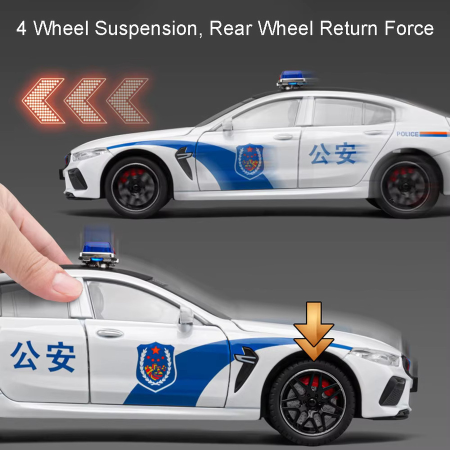 MAKEDA M8 MODELL Y Polizeiauto, Modell Spielzeug, 1:24, Metall, mit Licht und Sound - Bild 2