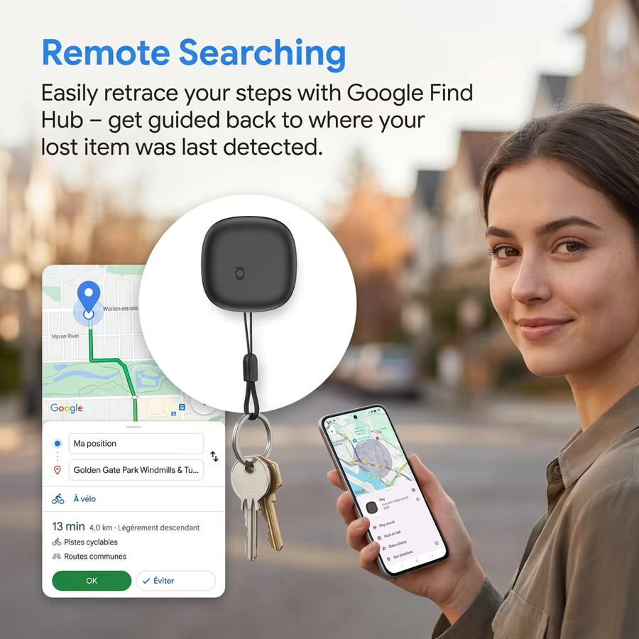 OTAG Android Smart Item Tracker von HENNCER, Google-zertifiziert, IP67 wasserdicht, kompatibel mit Find My Device, Schwarz - Bild 2