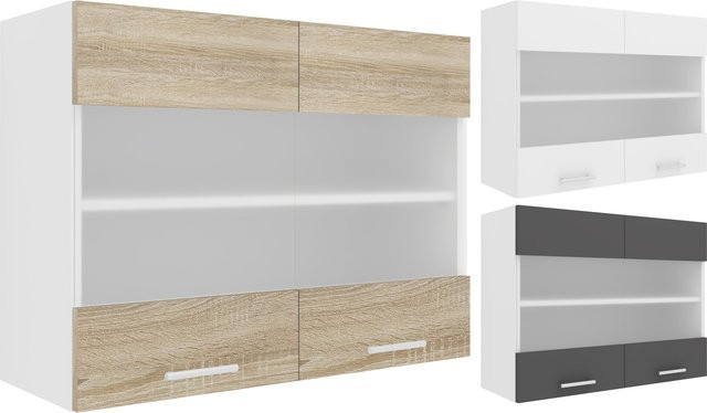 VCM Hängeschrank Esilo mit Glasfront und zwei Fächern, H x B x T: 60 x 80 x 31 cm - Bild 1