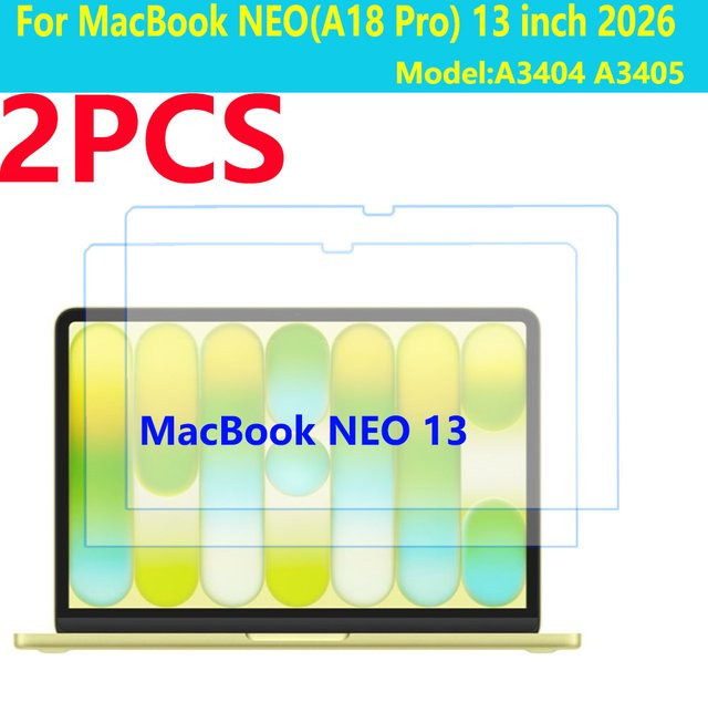 2 Stück HD gehärtetes Glas Displayschutzfolie für Apple MacBook NEO 13 Zoll A18 Pro A3404 A3405 transparent - Bild 1