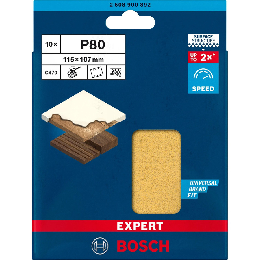Bosch Expert C470 Schwingschleifpapier gelocht Körnung 80, B: 115 mm, H: 107 mm, 10 Stück - Bild 3