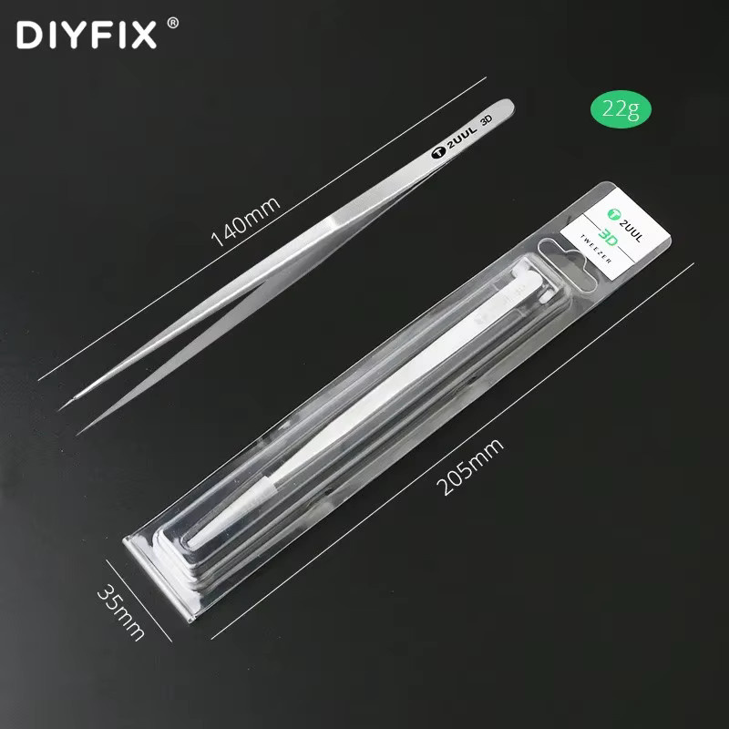 Diyfix Präzisions-Pinzette mit geradem Kopf für Motherboard-Reparaturen in Weiß und Silber - Bild 2