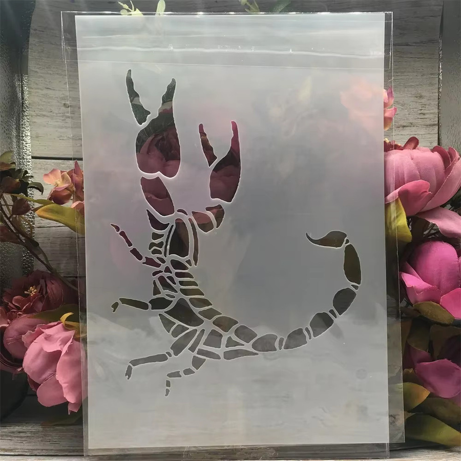 TIAMECH DIY Schichtung Schablone Skorpion Motiv Transparent, Breite: 29 cm - Bild 1