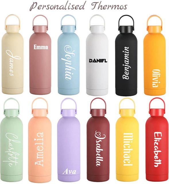 Feeyue Personalisierte Thermoskanne aus Edelstahl in Rot, große Isolierflasche für Outdoor und Sport mit 29,0 l und 8,5 cm - Bild 1