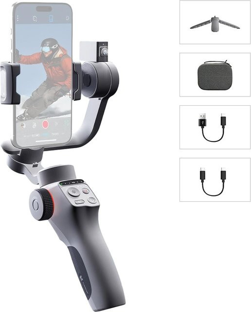 FUNSNAP Capture 5 3-Achsen-Gimbal-Stabilisator für Smartphones mit LCD-Bildschirm und AI Active Tracker Modul in Schwarz - Bild 1
