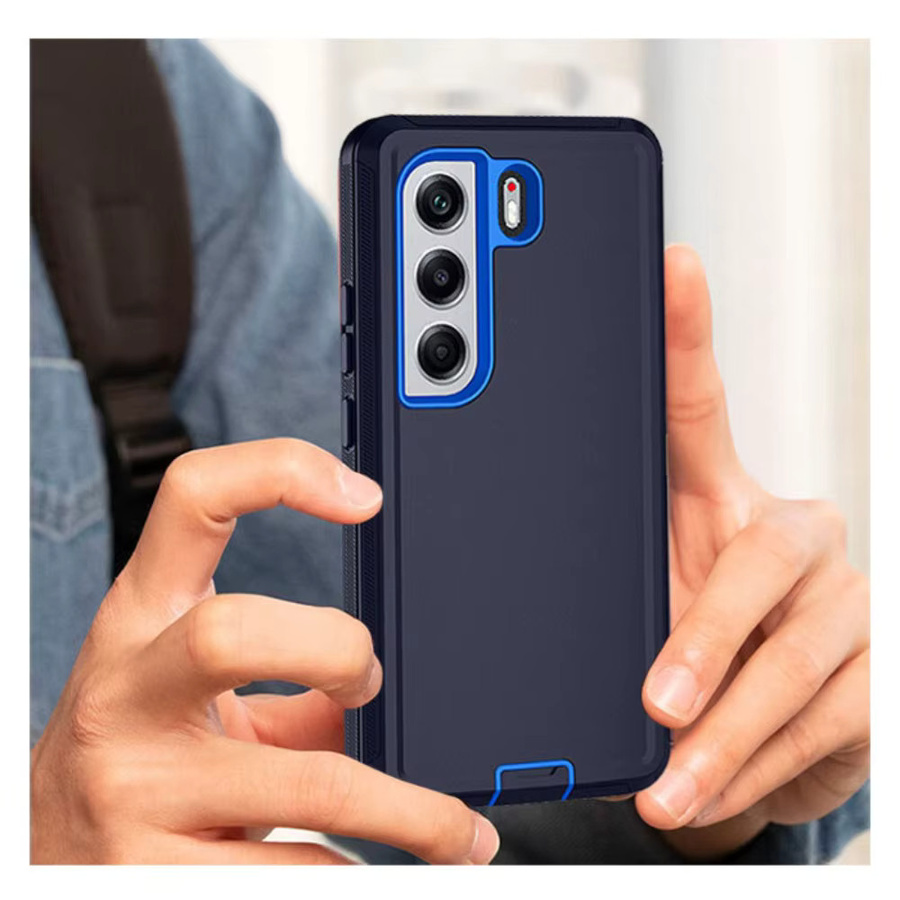 OTT Defender 3-Schicht Hybrid-Schutzhülle für Tecno Camon 40 Pro 30 POP 9 8 7 Pro Spark Go 1 1S 8C stoßfeste Handyhülle in Schwarz und Orange - Bild 2