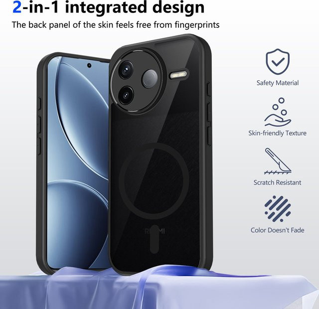 Magnetische schlanke Handyhülle für POCO F8 F7 Ultra X7 Pro 5G X6 C61 M6 Pro 4G in Schwarz, matte Anti-Scratch Rüstung mit stoßfestem Schutz - Bild 1