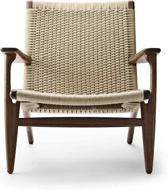 Carl Hansen & Søn CH25 Sessel mit Armlehnen in Braun und Beige mit Papierkordel - Bild 1