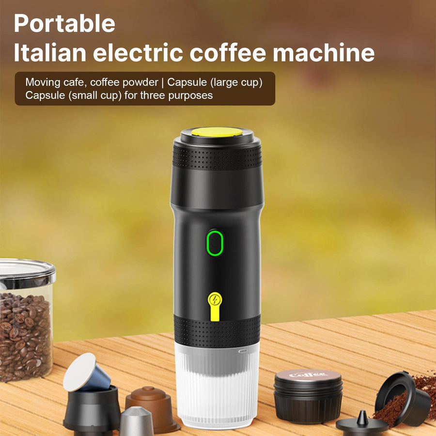 Tragbare 3-in-1 Kaffeemaschine von mfySpace in Schwarz für Kapseln und gemahlenen Kaffee für Auto, Zuhause und Reisen - Bild 4