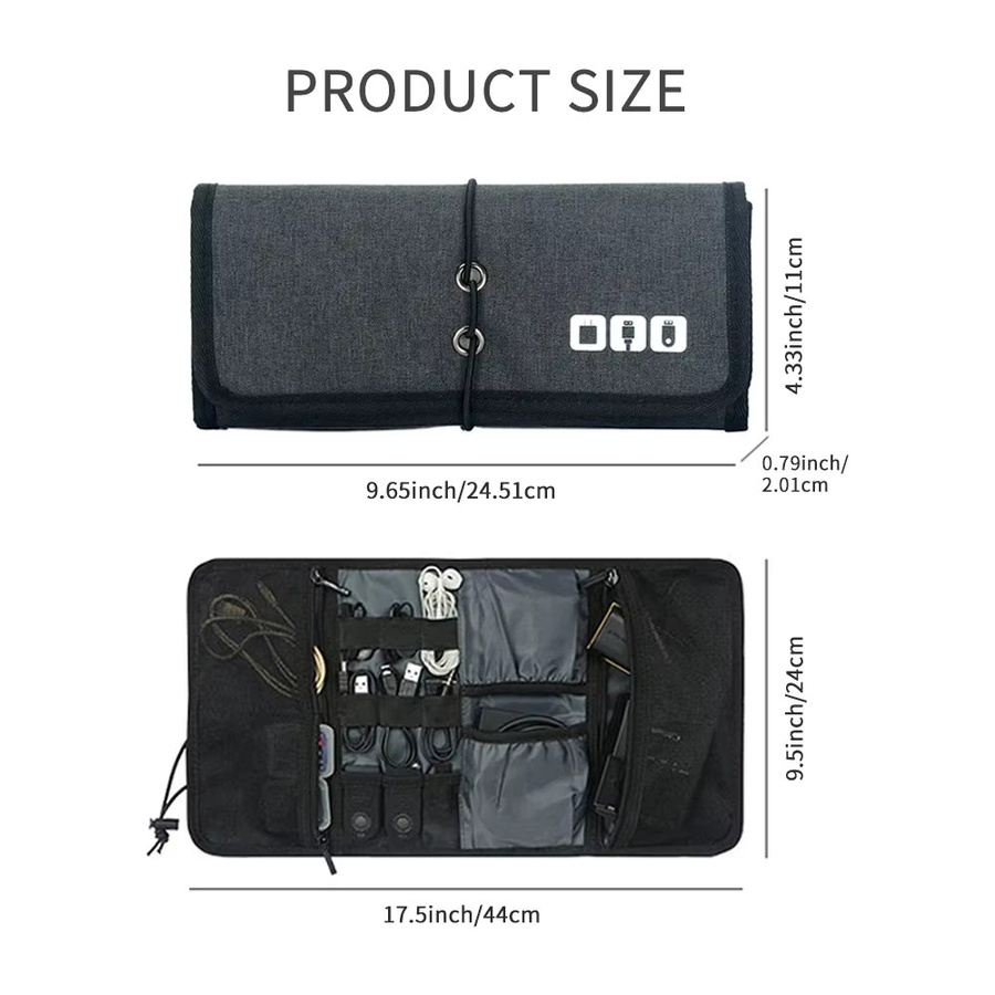 Elektronischer Organizer in Schwarz als Kabeltasche und Reise-Taschenorganizer für USB-Kabel und Telefonzubehör - Bild 2