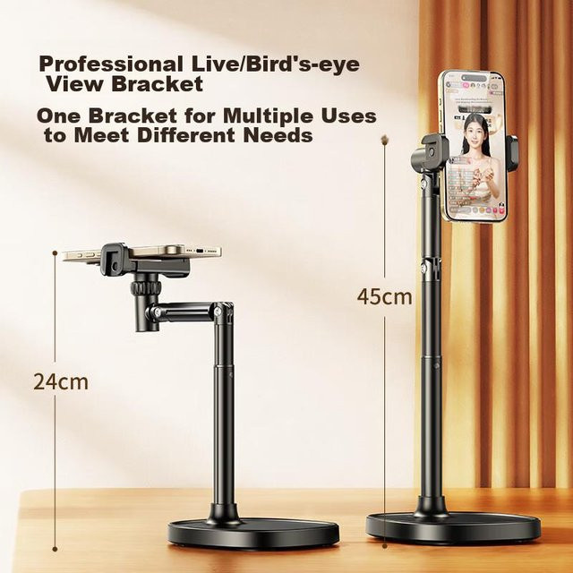 XiaoTian Live-Streaming-Handyhalter für Desktop-Aufnahmen, multifunktional, 360 Grad drehbar und höhenverstellbar, Farbe: Schwarz - Bild 1