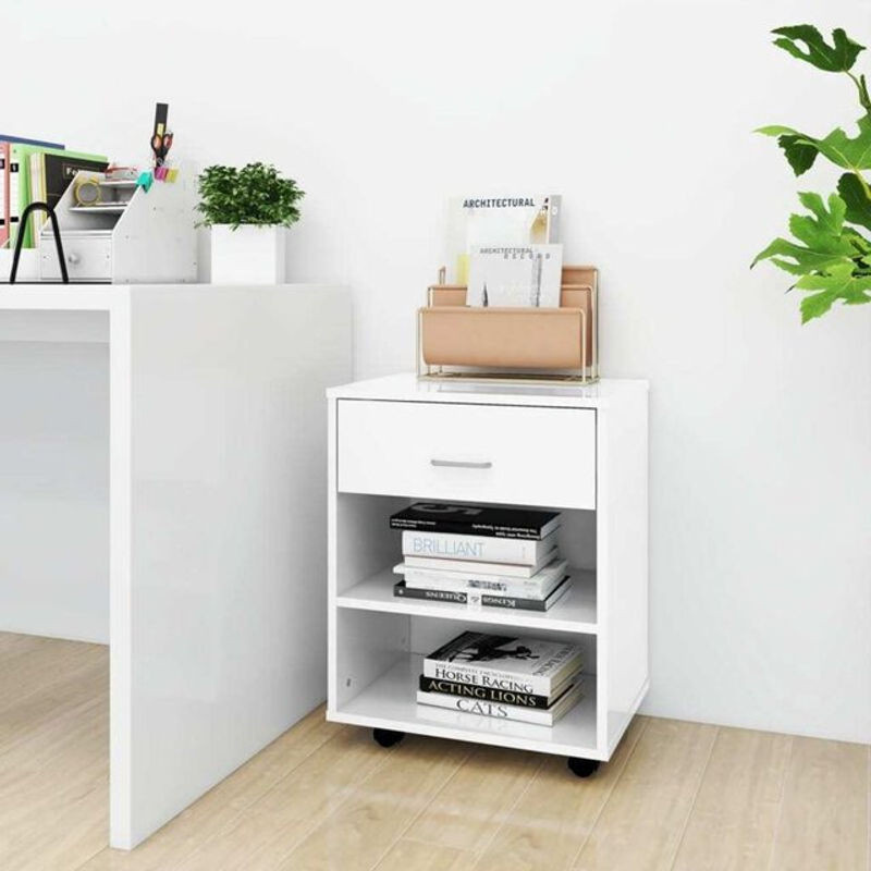 Vidaxl Rollschrank Modern in Hochglanz-Weiß, B/T/H: 46 x 36 x 59 cm - Bild 1