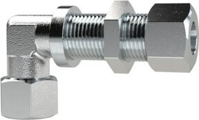 Riegler Winkel-Schottverschraubung aus verzinktem Stahl in Silber, Rohr-Außen-Ø 16 mm - Bild 1